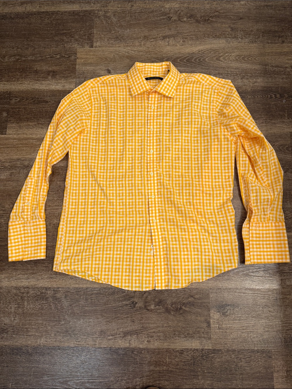 Sean John Yellow Gingham Button-Down Shirt